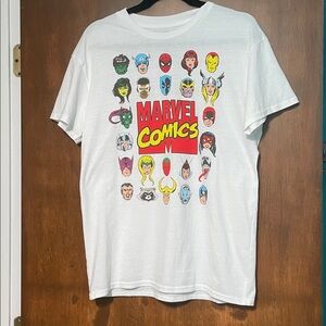Marvel Comics White Tee with Colorful Characters